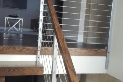 HL Stairs - Red Oak Open Risers Construction Stairs with wire cable railings